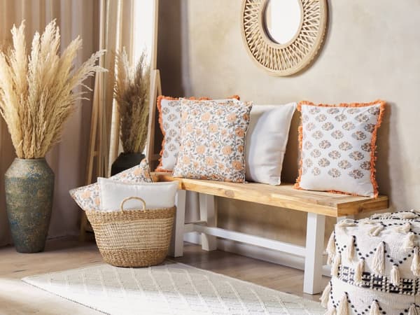 Pyntepude Multifarvet Bomuld 45 x 45 cm Lille Flot Firkantet Blød Sofapude til Stuen Blomstret Pude til Sengen Boho Retro Tilbehør Soveværelse