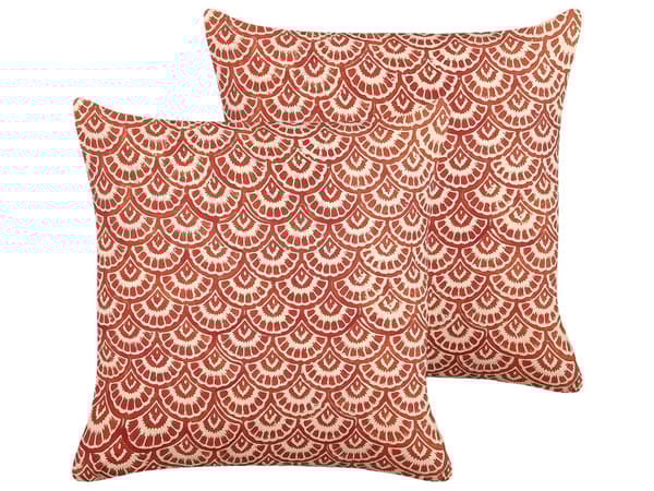 Pyntepuder Rød creme bomuld Geometrisk mønster 45 x 45 cm Retro Design Dekor Tilbehør
