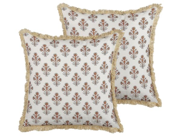 Pyntepuder Multifarvet Bomuld Sæt 45 x 45 cm Små Firkantede Bløde Sofapuder til Stuen Blomstrede Puder til Senge Boho Tilbehør Soveværelse