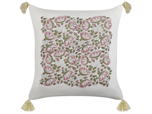 Sæt med 2 puder flerfarvet bomuld 45 x 45 cm blomstermønster kvaster Håndlavet aftageligt betræk med fyld Boho Style