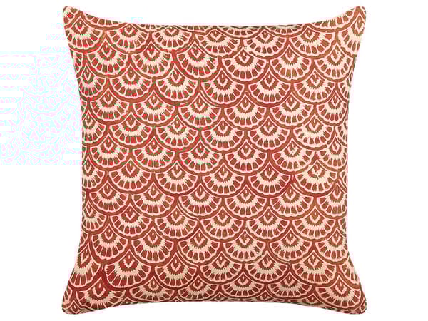 Dekorativ pude rød creme bomuld geometrisk mønster 45 x 45 cm Retro Design Dekorationstilbehør