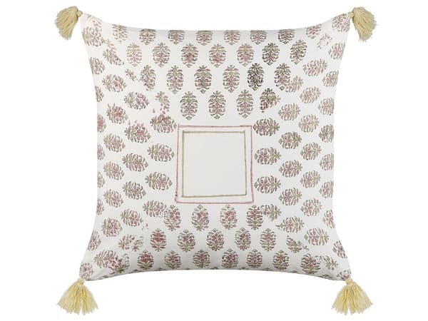 Sæt med 2 puder flerfarvet bomuld 45 x 45 cm geometrisk mønster kvaster Håndlavet aftageligt betræk med fyld Boho Style