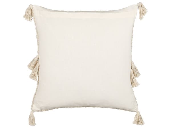 Koristetyyny vaalea beige 45 x 45 x 10 cm puuvilla 2 kpl tuftattu tupsut geometrinen kuvio boho