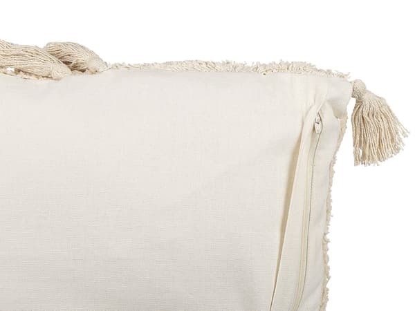 Koristetyyny vaalea beige 45 x 45 x 10 cm puuvilla 2 kpl tuftattu tupsut geometrinen kuvio boho