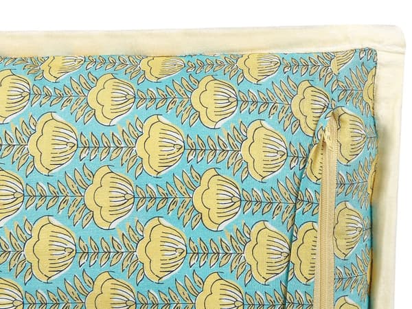 Koristetyyny sininen keltainen 45 x 45 x 10 cm puuvilla polyesteri 2 kpl kukkakuvio perinteinen