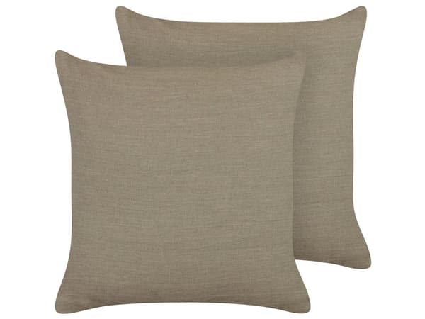 Sæt med 2 pyntepuder Taupe hør 45 x 45 cm Ensfarvet boligdekoration