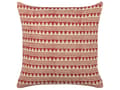 Miniatyrbillede 4 af 6: Sæt med 2 puder rød og beige bomuld 45 x 45 cm geometrisk mønster Håndlavet aftageligt betræk med fyld Boho Style