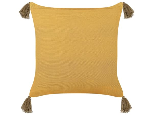 Koristetyyny keltainen 45 x 45 x 10 cm sametti puuvilla 2 kpl kukkakuvio tupsut boho