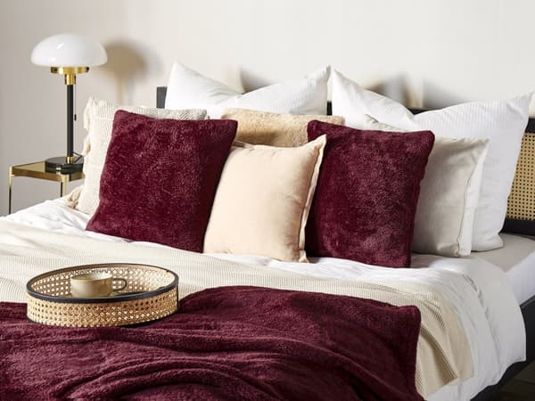 Pyntepude Burgundy Polyester 45 x 45 cm Boho Design Dekorationstilbehør