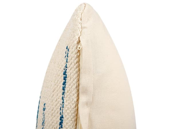 Sæt med 2 Pyntepuder Beige og Blå Bomuld 45 x 45 cm Boho Design Dekorationstilbehør