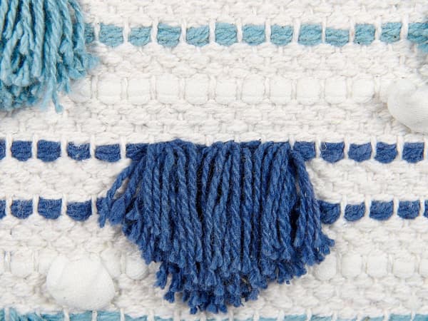 Sæt med 2 Pyntepuder Hvid og Blå Bomuld 45 x 45 cm med Kvaster Boho Dekorationstilbehør