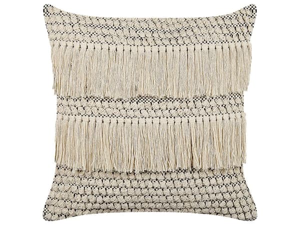 Pyntepude Beige Bomuld 45 x 45 cm med Kvaster Boho Dekorationstilbehør