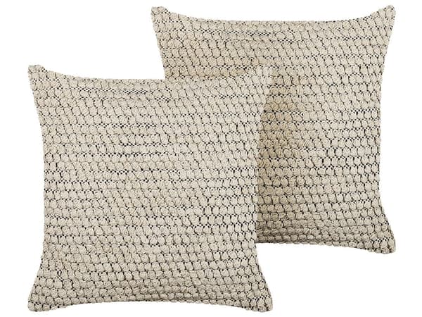 Sæt med 2 Pyntepuder Beige Bomuld 45 x 45 cm Håndlavet Boho Dekorationstilbehør