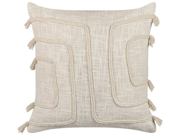 Sæt med 2 dekorative puder Beige 45 x 45 cm Abstrakt mønster Firkantet Boligtilbehør