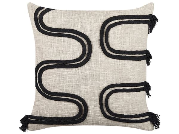 Pyntepuder Beige og Sort 45 x 45 cm Abstrakt Mønster Firkantet Pyntepude Blødt Tilbehør til Hjemmet