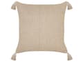 Miniatyrbillede 4 af 7: Pyntepude Beige Bomuld Sæt 45 x 45 cm 2 stk Små Firkantede Sofapuder til Stuen Strikpuder med Kvaster i Boho Design Puder til Soveværelse