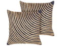 Miniatyrbillede 1 af 7: 2 Pyntepuder Beige og Sort Bomuld 45 x 45 cm Flettet Jute Boho Dekorationstilbehør