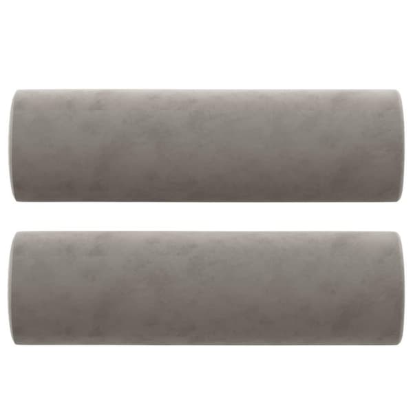 vidaXL Prydnadskuddar 2 st ljusgrå Ø15x50 cm sammet