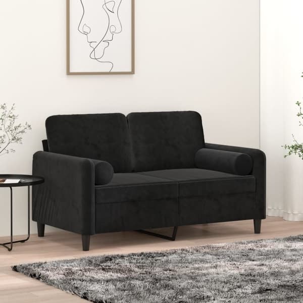 vidaXL Prydnadskuddar 2 st svart Ø15x50 cm sammet