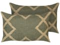 Miniatyrbillede 1 af 7: Sæt med 2 Puder Grøn og Beige Jute og Uld 30 x 50 cm Geometrisk Mønster Falmede Farver