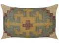 Miniatyrbillede 1 af 6: Pyntepude Multifarvet Jute Uld 30 x 50 cm Strikket Aflang Kelim Sofapude Boho Marokkansk Orientalsk Design Gavlpude til Stuen Seng med Lynlås