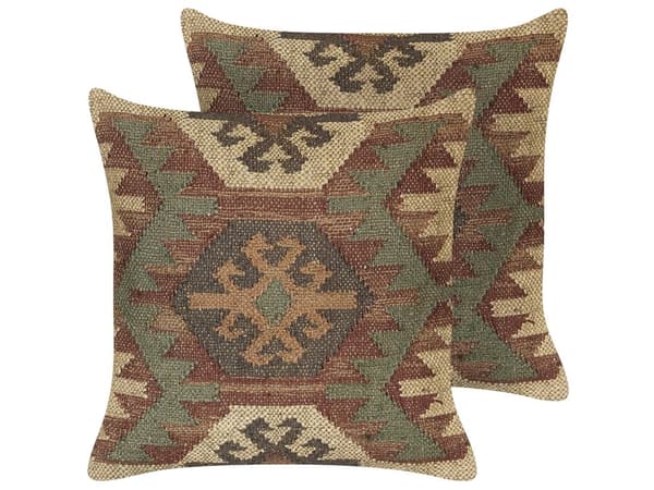 Koristetyyny monivärinen 45 x 45 x 10 cm juutti puuvilla villa geometrinen kuvio 2 kpl retro boho