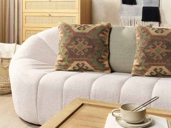 Pyntepuder Multifarvet Jute Uld Sæt 30 x 50 cm Strikket Kelim Sofapuder Boho Marokkansk Orientalsk Design Gavlpuder til Stuen Seng
