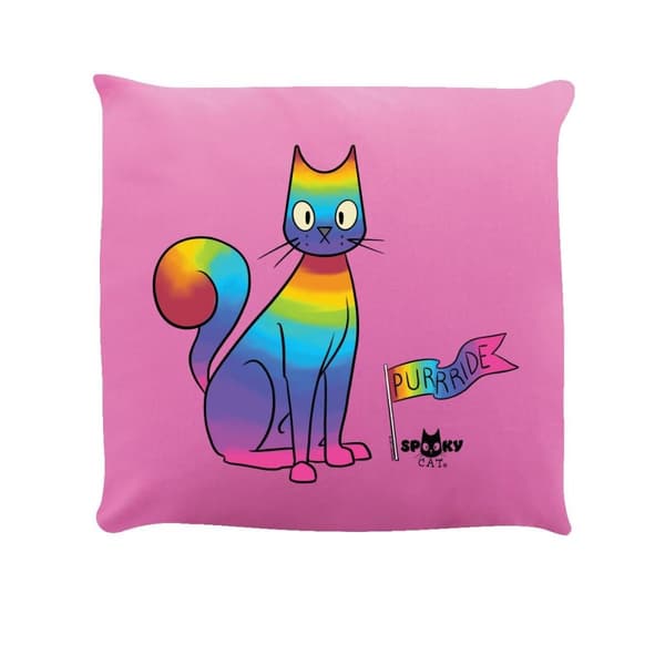 Spooky Cat Purride Filled Cushion Pink One Size