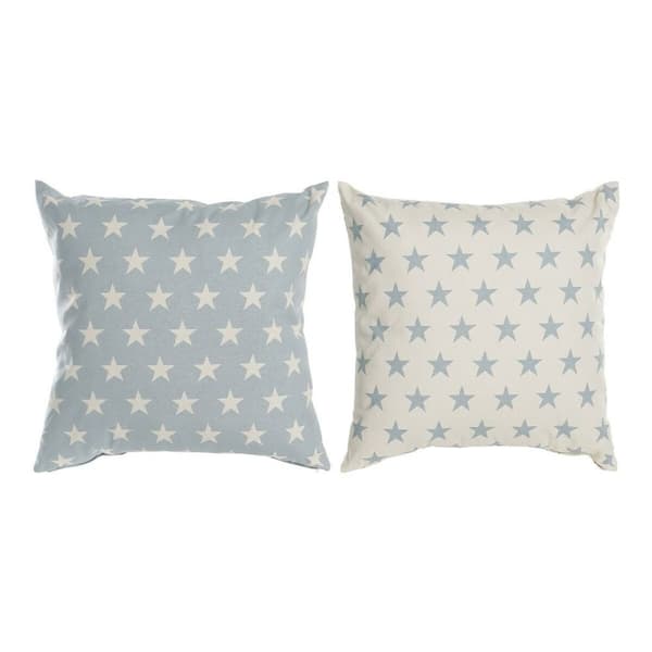 Kudde DKD Home Decor Blå 60 x 10 x 60 cm Stjärnor Vit (2 antal)