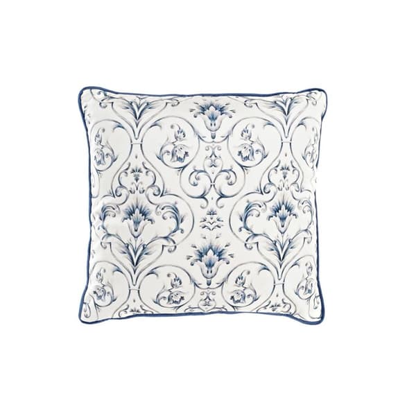 Kudde DKD Home Decor Blå Vit Fyrkantig Virágok Neoklassisk 45 x 10 x 45 cm