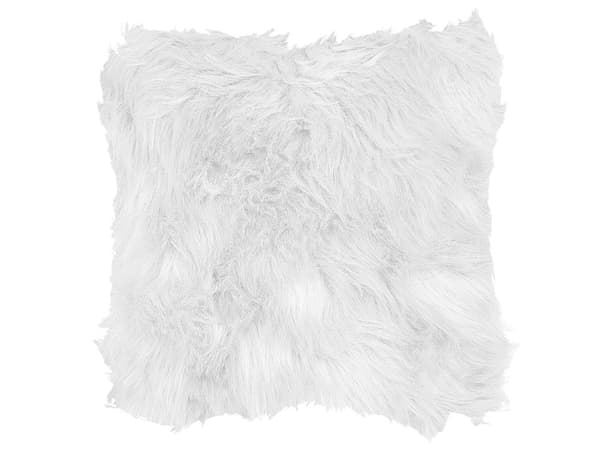 Pyntepuder Hvid Polyester 45 x 45 cm Pelspuder Imiteret Lammeskind Puder til Stuen Design Sofapuder Tilbehør til Soveværelse Indretning