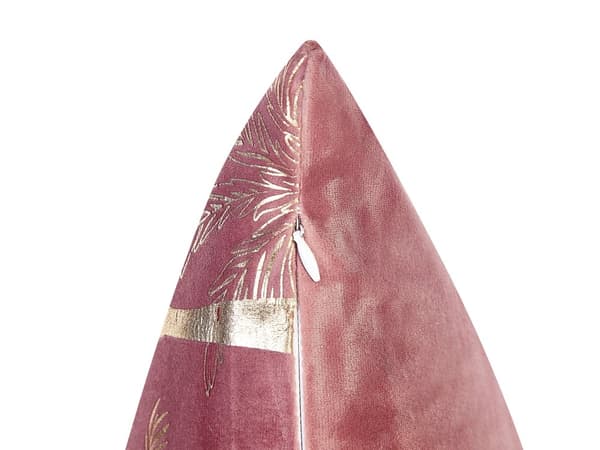 Koristetyyny vaaleanpunainen 45 x 10 x 45 cm sametti polyesteritäyte 2 kpl palmukuvio neliö
