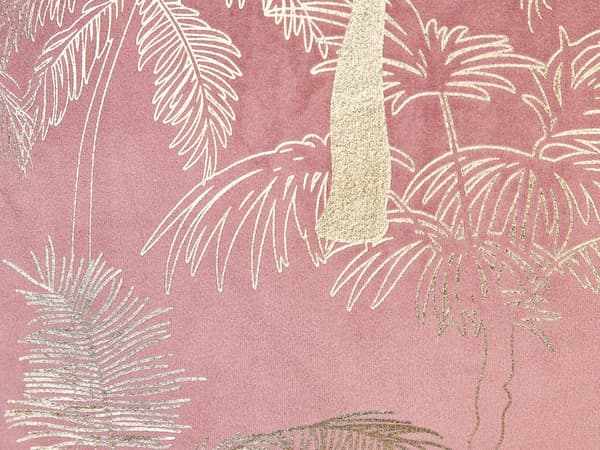 Koristetyyny vaaleanpunainen 45 x 10 x 45 cm sametti polyesteritäyte 2 kpl palmukuvio neliö