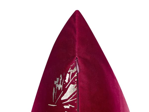 Koristetyyny viininpunainen 45 x 10 x 45 cm sametti polyesteritäyte 2 kpl lehtikuvio neliö glamour