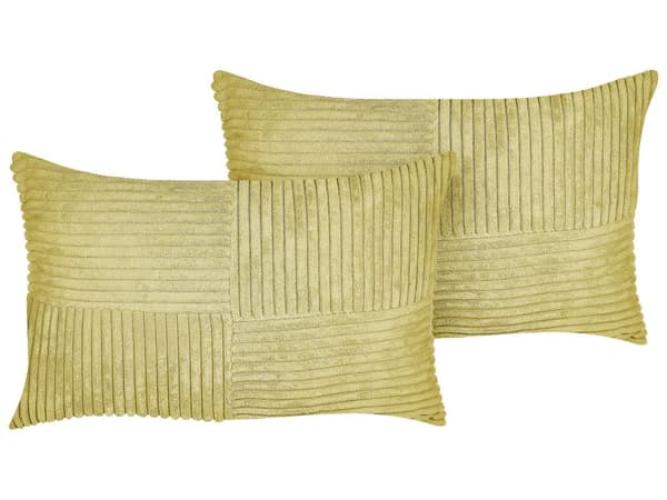 Koristetyyny vihreä vakosametti 47 x 27 cm 2 kpl raidallinen kuvio moderni tyyli