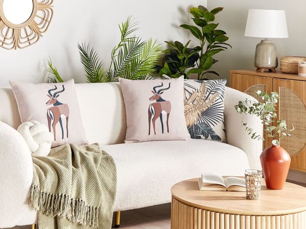 Koristetyyny beige 45 x 45 cm polyesteri puuvilla pellava 2 kpl antilooppi kuvio neliö boho