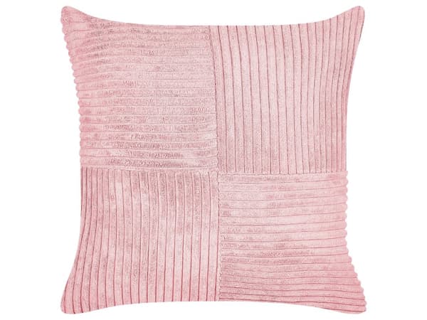 Pyntepuder Lyserød Fløjl 43 x 43 cm Moderne Sofapuder Bredriflet Stof Stribet Mønster Pude til Seng Tilbehør Indretning