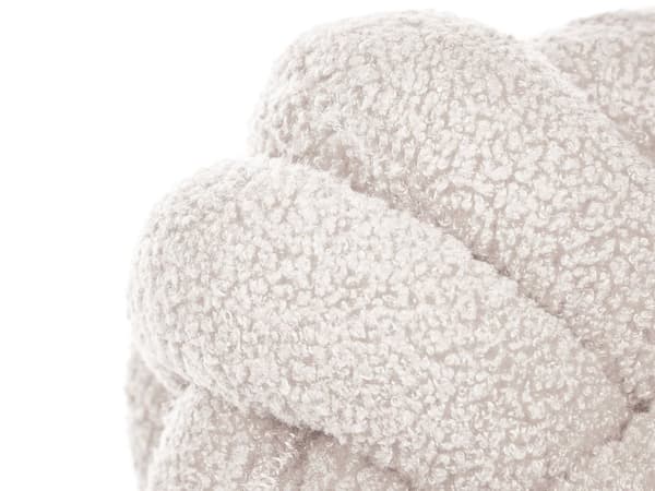 Knude Pude Hvid Boucle 19 x 19 Rund Viklet Pyntepude til Stuen Pude til Sofa Tilbehør Knot Pillow Accessory til Seng Soveværelse Indretning