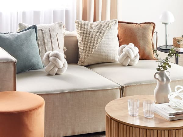 Knude Pude Hvid Boucle 19 x 19 Rund Viklet Pyntepude til Stuen Pude til Sofa Tilbehør Knot Pillow Accessory til Seng Soveværelse Indretning