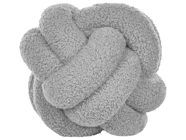 Knude Puder Grå Boucle 19 x 19 cm Sæt af 2 Runde Pyntepuder til Stuen Puder til Sofa Tilbehør Knot Pillow Accessories til Seng Indretning