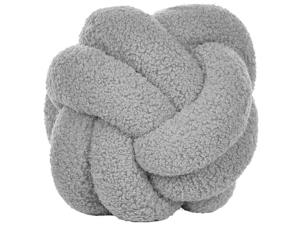 Knude Puder Grå Boucle 19 x 19 cm Sæt af 2 Runde Pyntepuder til Stuen Puder til Sofa Tilbehør Knot Pillow Accessories til Seng Indretning