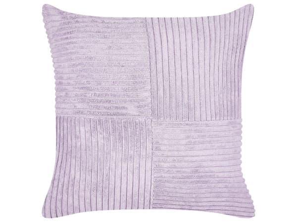 Pyntepuder Lilla Fløjl 43 x 43 cm Sæt af 2 Moderne Sofapuder Bredriflet Stof Stribet Mønster Puder til Seng Tilbehør Indretning