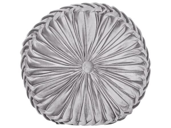 Pyntepude Grå Stof med Plisseringer Rund 40 cm Minimalistisk Moderne Indretningstilbehør