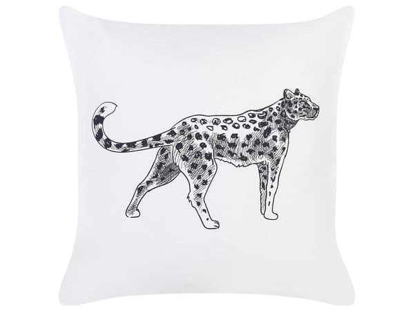 Pyntepuder Sort Hvid Velour 45 x 45 cm Sæt af 2 Moderne Sofapuder med Leopard Motiv Firkantede Puder til Seng Tilbehør Indretning