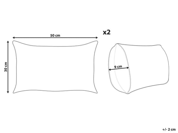 Pyntepuder Blå Fløjl 50 x 30 cm Sæt af 2 Moderne Sofapuder Bredriflet Stof Stribet Mønster Aflange Puder til Seng Tilbehør Indretning