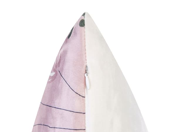 Pyntepuder Lyserød Velour 45 x 45 cm Sæt af 2 Moderne Sofapuder med Blomster Fugl Mønster Firkantede Puder til Seng Tilbehør Indretning