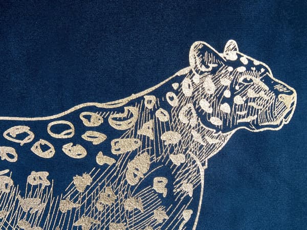 Pyntepuder Blå Guld Velour 45 x 45 cm Sæt af 2 Moderne Sofapuder med Leopard Motiv Firkantede Puder til Seng Tilbehør Indretning