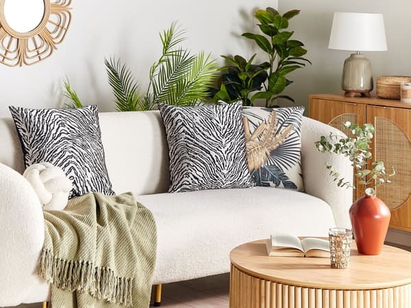 Sæt med 2 Dekorative Puder Sorte og Hvide Zebra Striber 45 x 45 cm Moderne Safari Decor