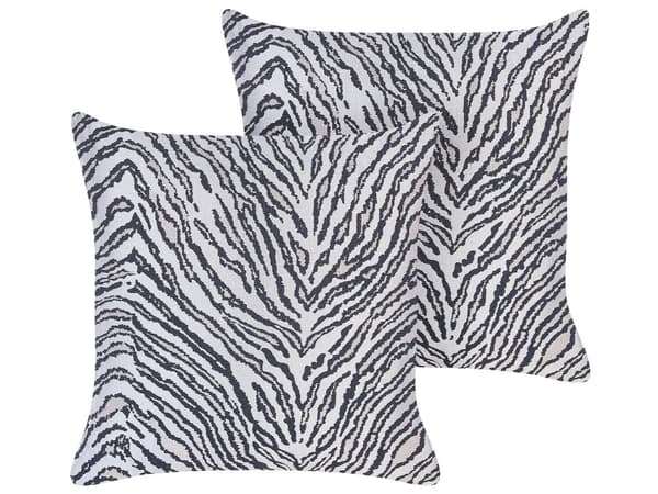 Sæt med 2 Dekorative Puder Sorte og Hvide Zebra Striber 45 x 45 cm Moderne Safari Decor