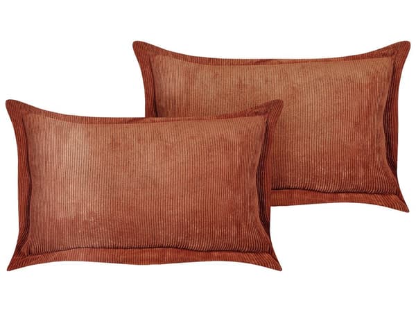 Sæt med 2 Gyldenbrune Dekorative Puder Fløjl 47 x 27 cm Moderne Traditionelle Stuepuder